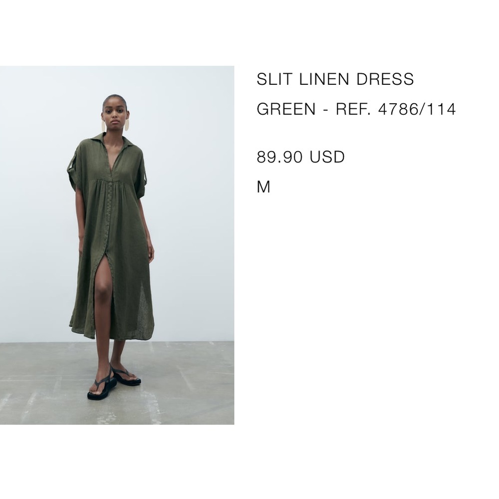 Zara slit linen dress